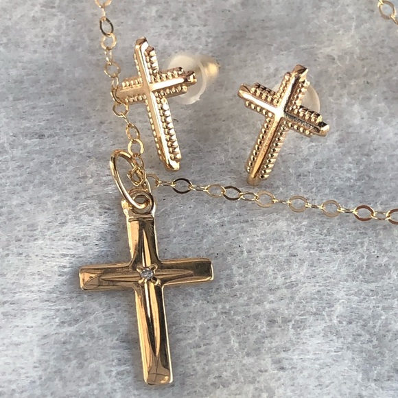 Other - 14k Yellow Gold Necklace and Earrings for kids